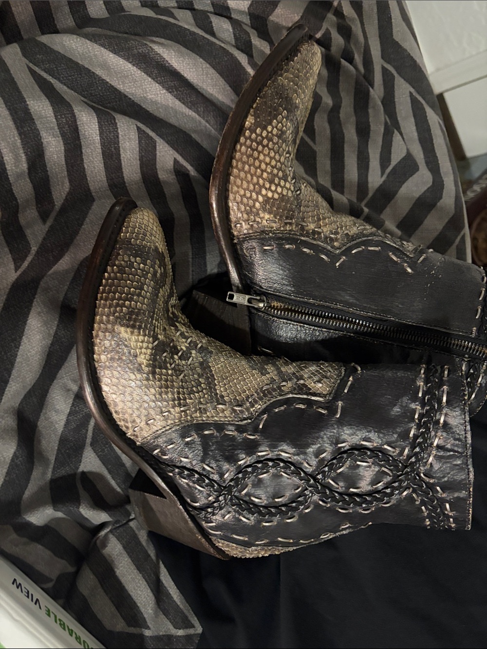 Corral Black and Brown Snakeskin Western Heeled Boots